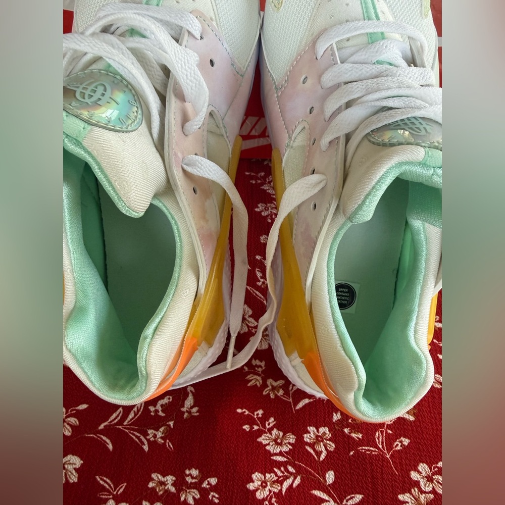 Nike White and Orange Huarache Sneakers - Picture 7 of 12
